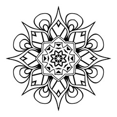 Black Mandala on white background. Vector decorative element for your design.  Flower, oriental pattern