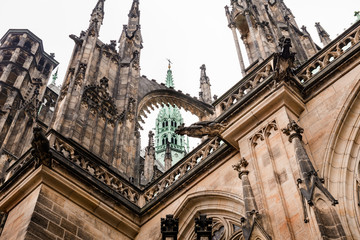 Fototapeta na wymiar Part of exterior view of St. Vitus Cathedral, Prague, Czech Republic. Travel photography