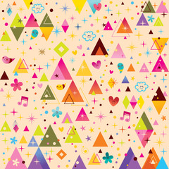 fun triangles funky cartoon retro pattern