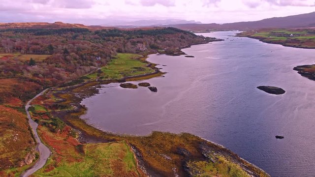 Sunset in autumn at Dunvegan Castle, Isle of Skye