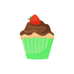 Cupcake illustration. Pie, packing, sweet. Food concept. Vector illustration can be used for topics like food, confectionary, sweet shop 