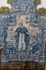 Fototapeta na wymiar panos de azulejos do séc. XVIII, atribuídos a Salvador Sousa Carvalho , localizado na catedral da sé de Aveiro, sem pessoas, em cores, em alta resolução