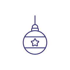 Christmas ball with star design line icon. Christmas tree, bauble, NewYear. Christmas concept. Vector illustration can be used for topics like holidays, decorations, party symbols