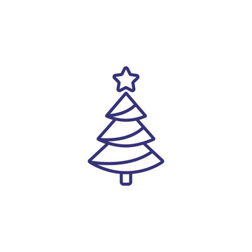 Christmas tree line icon. New Year, holiday symbol, fir tree. Christmas concept. Vector illustration can be used for topics like holidays, celebration, winter