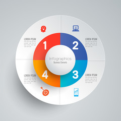 Infographics design vector and business icons with 4 options.