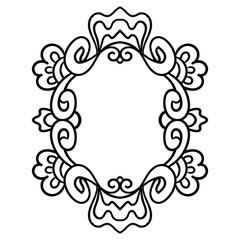 Outline curly frame. Ornamental round doodle  element isolated on white background. Vector illustration. 