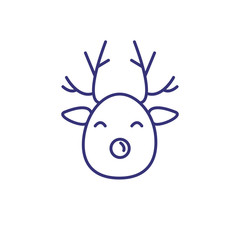 Reindeer line icon. Santa Claus, hunting trophy, cartoon character. Christmas concept. Vector illustration can be used for topics like holiday, celebration, fairy tale