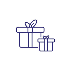 Two gift boxes line icon. New Year, holiday sale, birthday. Christmas concept. Vector illustration can be used for topics like holiday, celebration, shopping