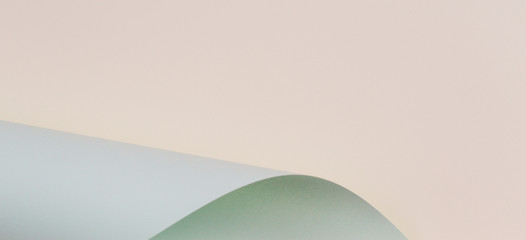 Abstract geometric shape pastel green and yellow color paper composition background