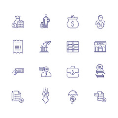 Banking line icon set. Set of line icons on white background. Purse, coins, banknotes. Economy concept. Vector illustration can be used for topics like banking, investment, profit