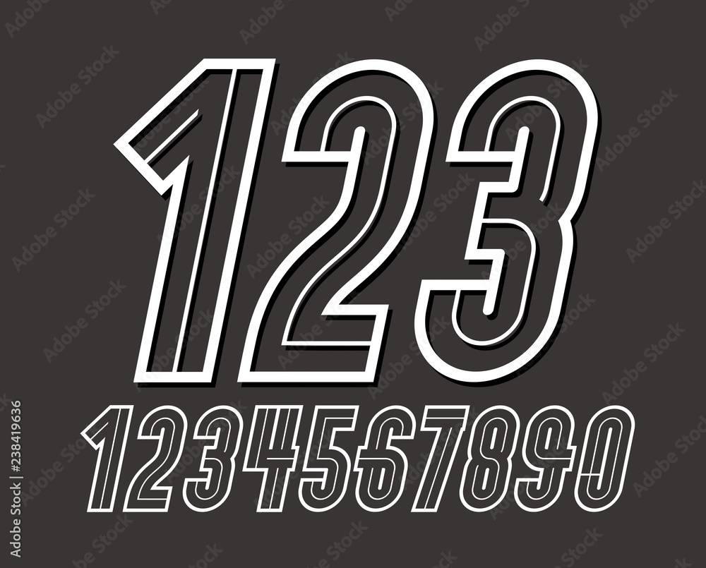 Aufkleber set of vector tall retro condensed numbers can be used as logo design element