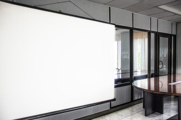 modern office interior with white screen