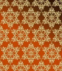 Traditional indian style, ornamental floral elements. Vector illustration of golden mehndi seamless pattern.