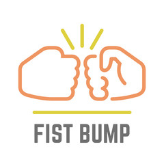 Vector color fist bump flat icon of two clash hand or together fight for business debate, people dispute and punch illustration.