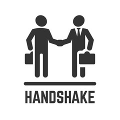 Vector handshake or partnership deal and agreement simple flat isolated icon of two people for business team, relationship and friendship illustration.