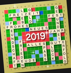 2019 greeting card using crossword puzzles (german)
