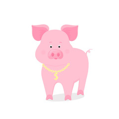 Obraz na płótnie Canvas Funny piggy symbol of the Chinese New Year 2019. Cute pig with a gold chain and a dollar icon.