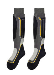 Ski socks with padding support isolated on white background