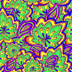 Fototapeta na wymiar Seamless ornamental ornate psychedelic pattern 