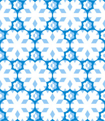 Geometrical snowflakes seamless pattern. Winter Christmas decorative background. Snow fall flakes illustration