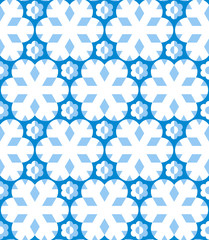 Geometrical snowflakes seamless pattern. Winter Christmas decorative background. Snow fall flakes illustration