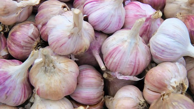 pile of garlic view from the top.