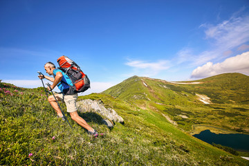 Long trip to the top of the mountain in the summer.