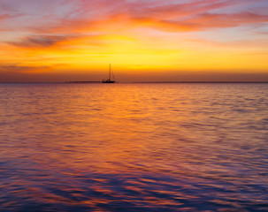 Fototapeta na wymiar Sunset on sea in Zanzibar