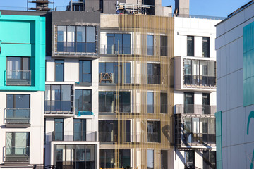 Construction of a modern residential building, the final work before the settlement of residents. Final preparations before the completion of the house