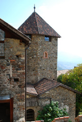 Fototapeta premium Part of the fortified wall of the Tyrol Castle, South Tyrol, Italy