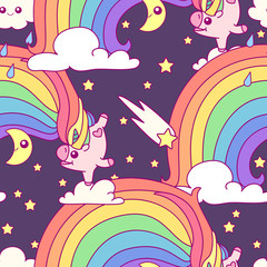 vector unicorn seamless pattern