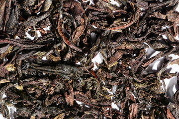 Indian darjeeling loose black tea background and texture. macro.