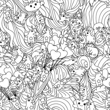 Fototapeta vector unicorn pattern coloring page