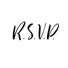 RSVP, wedding card. Hand drawn brush style modern calligraphy. Vector illustration of handwritten lettering.