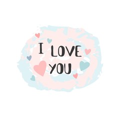 Naklejka na ściany i meble I love you lettering. Mother's day card. Valentine's day card. Vector illustration.