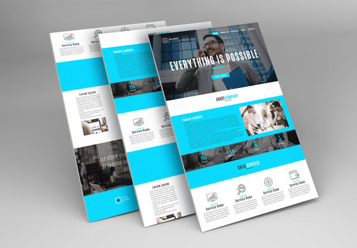 Web Newsletter Layout with Blue Accents