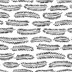 Naklejka premium Tropical leaves seamless pattern. Hand drawn vector ornament for wrapping paper. 