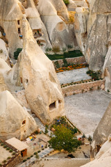 Traditional Goreme cave houses village in Cappadocia, Turkey