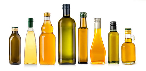 oil olive bottles isolated