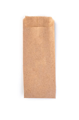 Brown paper bag on white