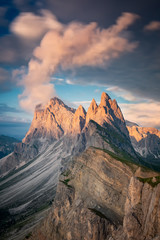 Seceda and clouds in Dolomites Italy