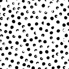 Monochrome seamless polka dot pattern. Hand drawn vector ornament for wrapping paper. © Anastasiia Hevko