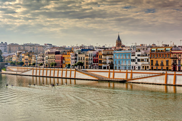 Fototapeta na wymiar View of historic Triana neighborhood in Seville, Andalusia, Spain.