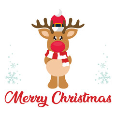 Fototapeta na wymiar cartoon winter christmas deer and christmas text