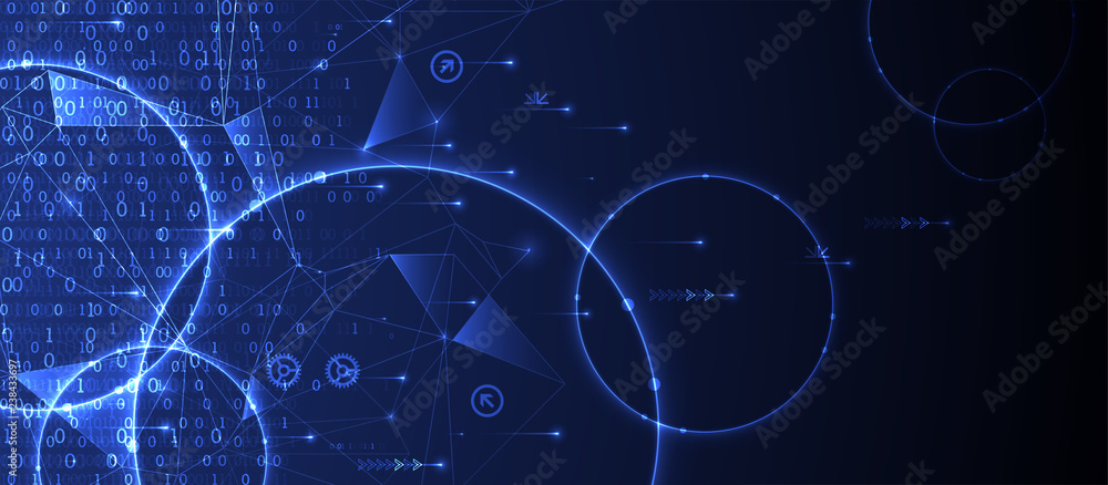 Fototapete Technology background. Big data concept. Binary computer code.  Vector illustration.