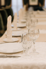 Table set for an event party or wedding reception