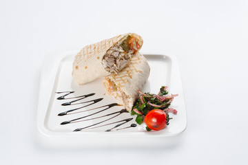 Turkish Shawarma durum ,Traditional sish kebab wrap