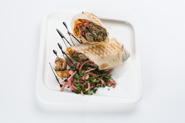 Turkish Shawarma durum ,Traditional sish kebab wrap