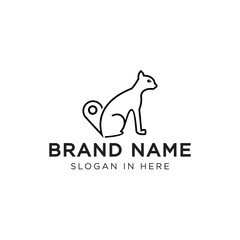 cat pin line art logo template