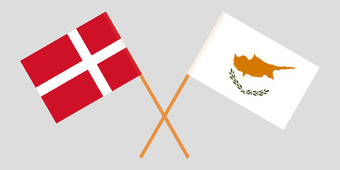 Cyprus and Denmark. The Cyprian and Danish flags. Official proportion. Correct colors. Vector